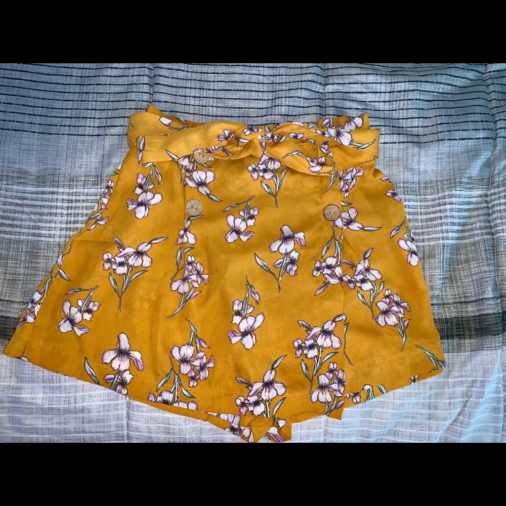 Yellow high waist shorts